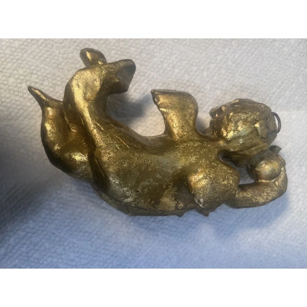 Vintage  Angel Cherub‎ Wall Hanging Plaques Hollywood Regency Gold 7